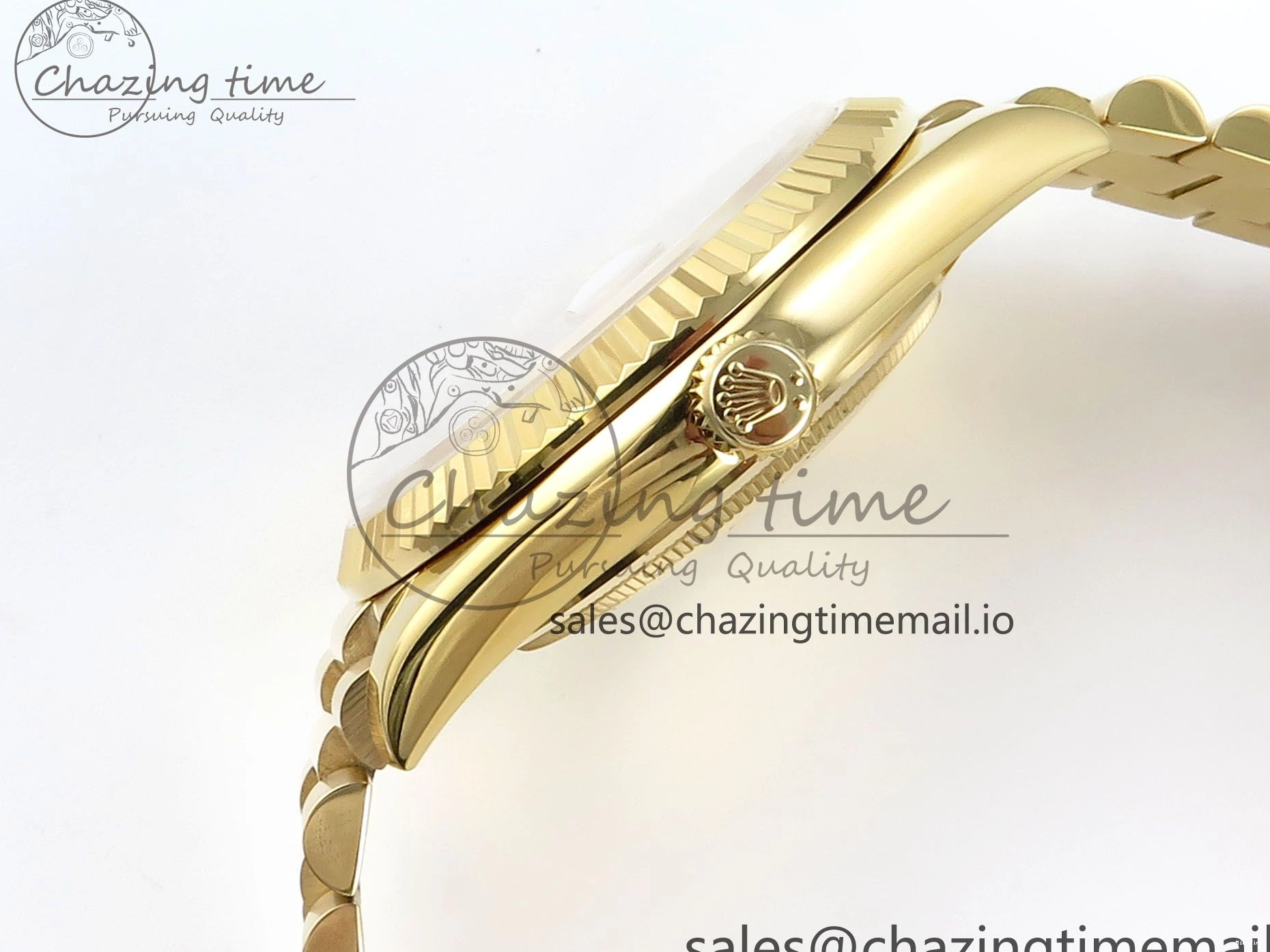 MiroTime 0129 Contemporary Day Date 128238 36mm YG KF 1:1 Best Edition YG Crystal Dial On President Bracelet A2836 (Gain Weight) 646